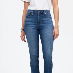 Madewell Mid Rise Stovepipe Jeans in Harsdale Wash Raw Hem Edition, Size 29